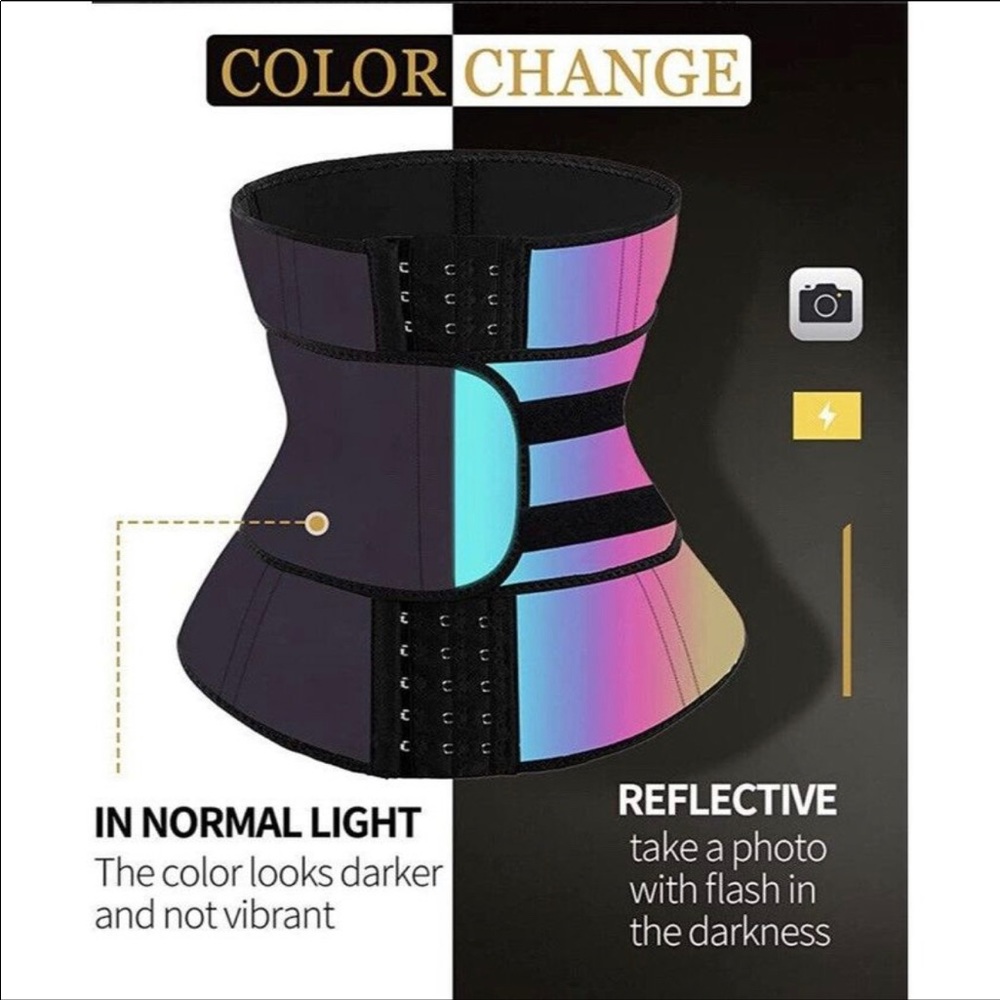 Girl Melody Rainbow Reflective Waist Shape Trainer Midsection Shaper XL NWT
